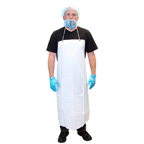 Apron 35X46 IN White 6MIL Vinyl Raw Edge String Ties 72/Case