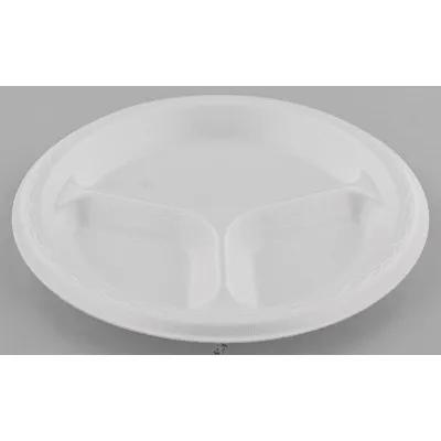 Plate 8.875 IN 3 Compartment Polystyrene Foam White 500/Case