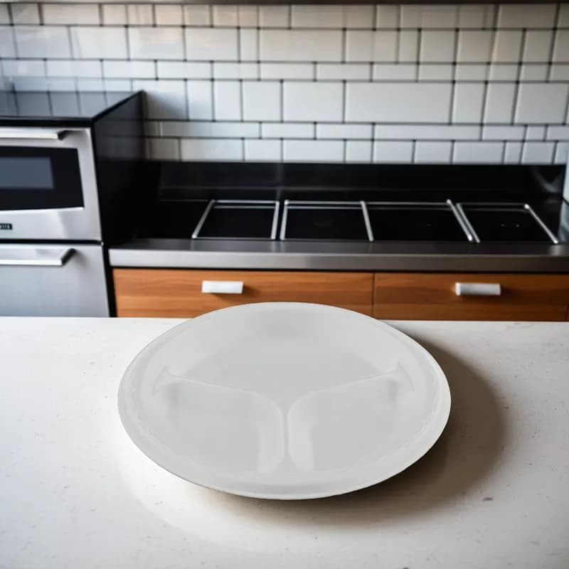 Plate 8.875 IN 3 Compartment Polystyrene Foam White 500/Case