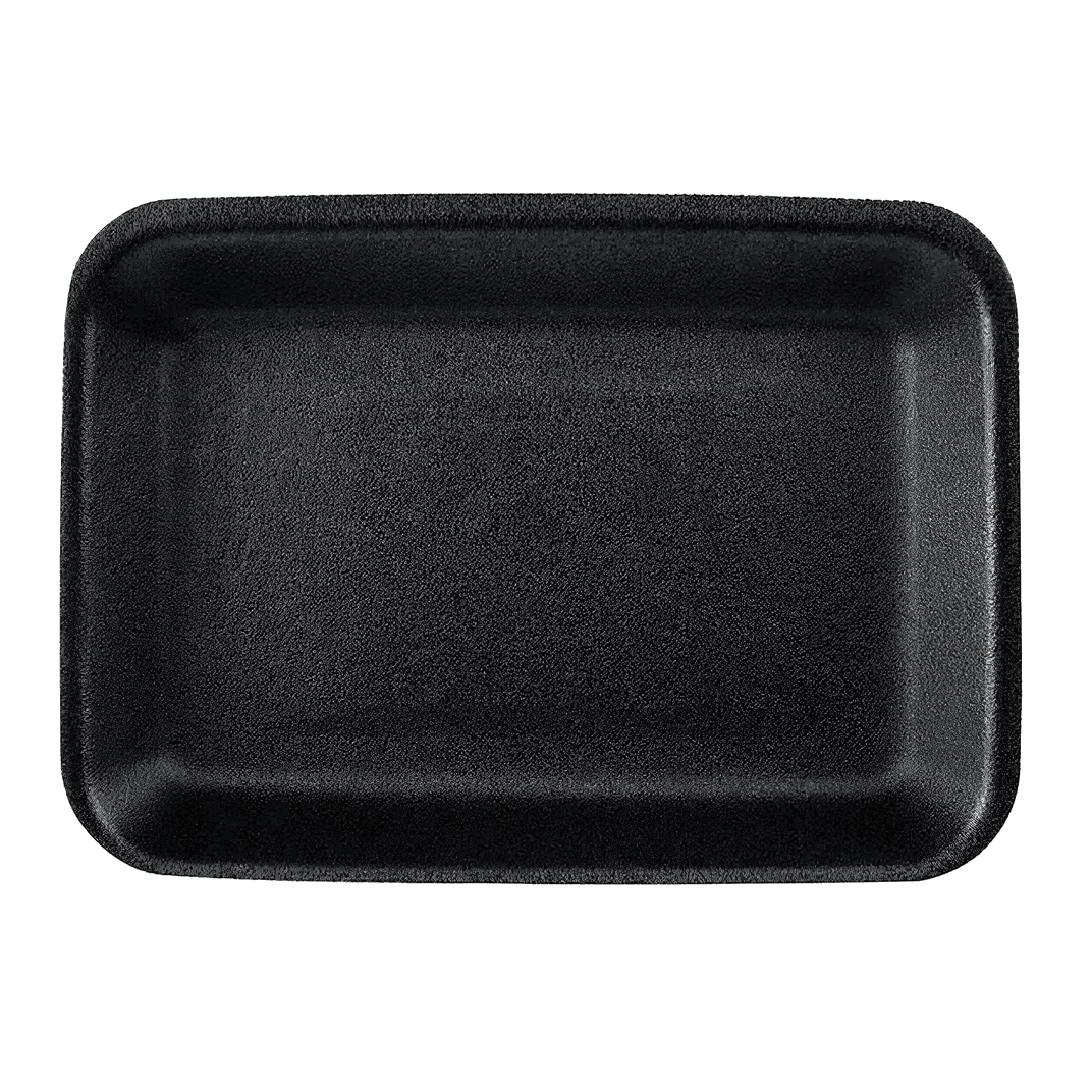 8D Meat Tray 8.5X10.63X1.34 IN Polystyrene Foam Deep Black Rectangle Heavy 400/Case