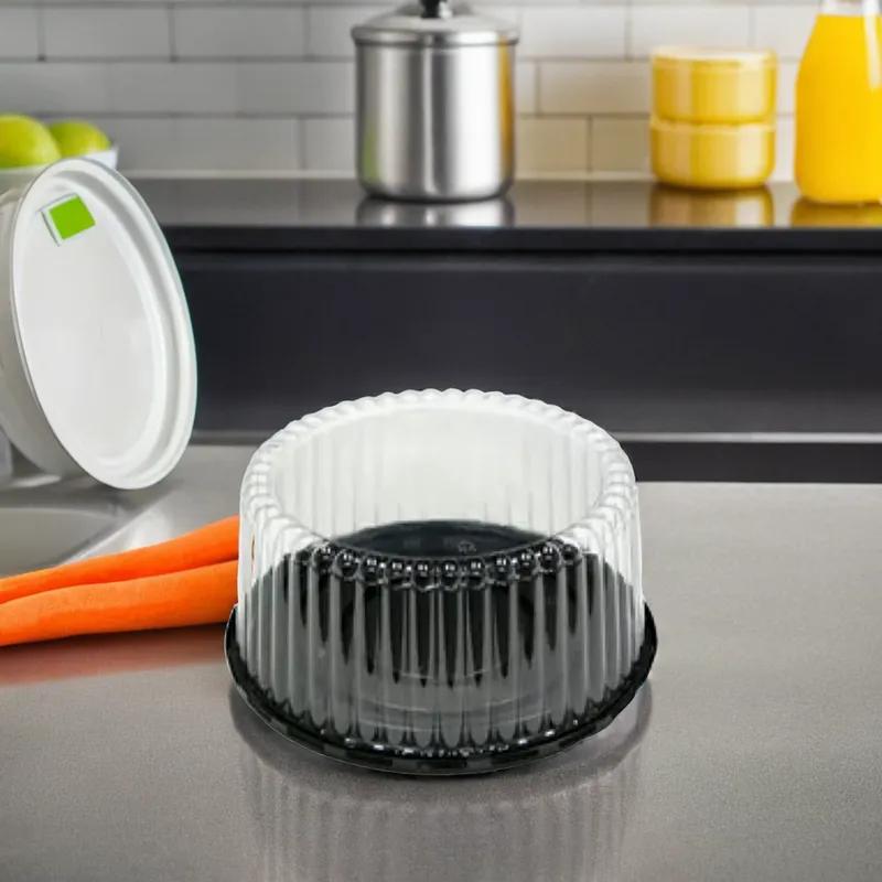 Cake Container & Lid Combo With Dome Lid 8X5 IN Plastic Round Fluted 100/Case
