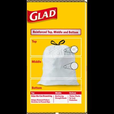 Glad Kitchen Bag 13 GAL White Plastic With Drawstring Closure 100 Count/Pack 4 Packs/Case 400 Count/Case