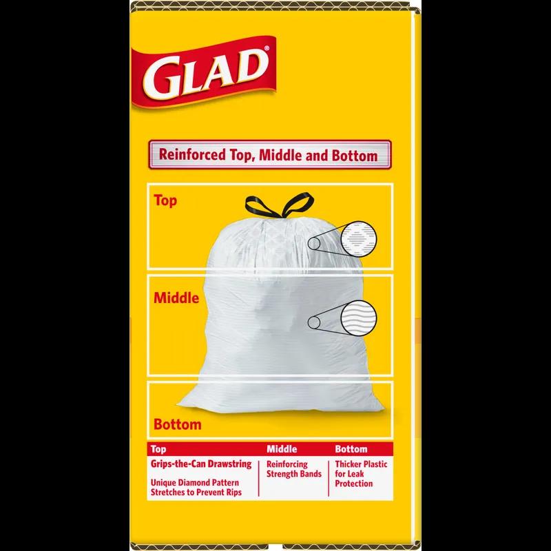 Glad® Kitchen Bag 13 GAL White Plastic With Drawstring Closure 100 Count/Pack 4 Packs/Case 400 Count/Case