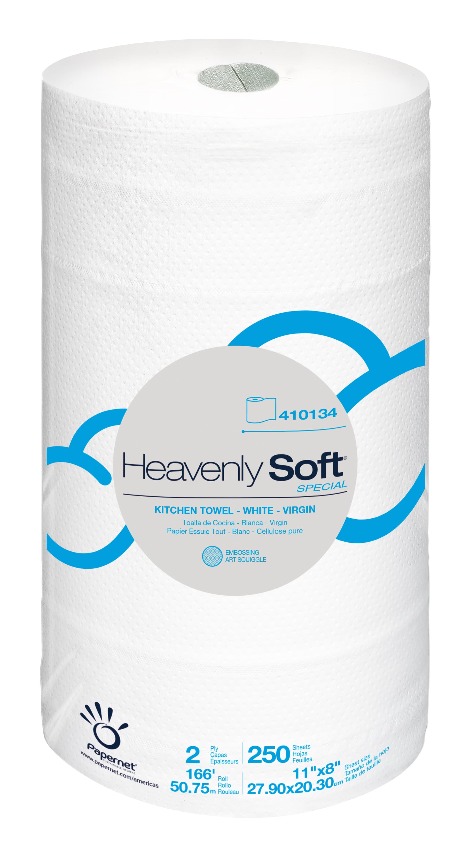 Heavenly Soft Household & Kitchen Roll Paper Towel 2PLY White 250 Sheets/Roll 12 Rolls/Case 3000 Sheets/Case