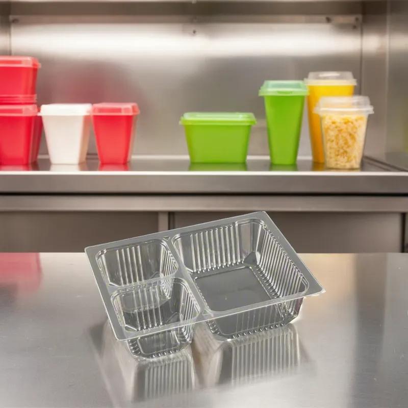 WNA Atrium Take-Out Container Base 8.45X6.43X2.1 IN 3 Compartment OPS Clear Rectangle 300/Case