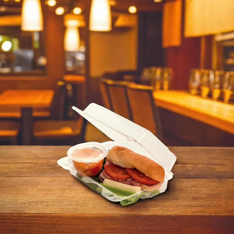 WNA Take-Out Container Hinged With Dome Lid 8.14X5.84X2.67 IN OPS Clear Rectangle Shallow 500/Case