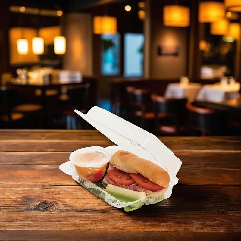 WNA Take-Out Container Hinged With Dome Lid 8.14X5.84X2.67 IN OPS Clear Rectangle Shallow 500/Case