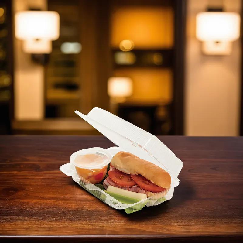 WNA Take-Out Container Hinged With Dome Lid 8.14X5.84X2.67 IN OPS Clear Rectangle Shallow 500/Case