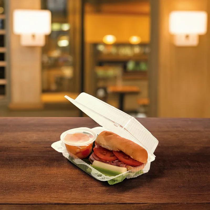 WNA Take-Out Container Hinged With Dome Lid 8.14X5.84X2.67 IN OPS Clear Rectangle Shallow 500/Case