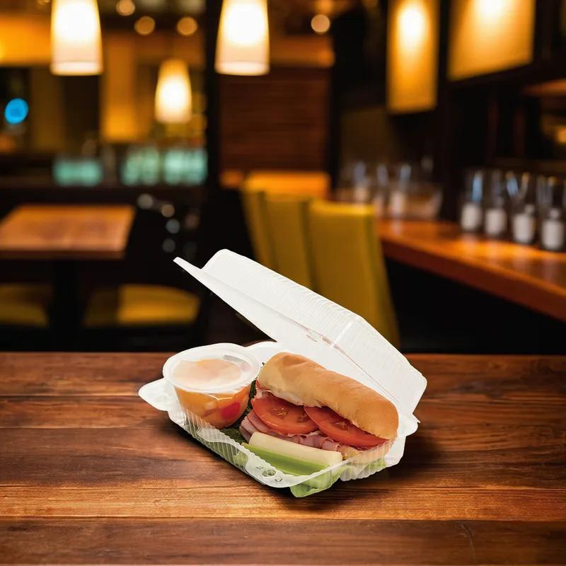 WNA Take-Out Container Hinged With Dome Lid 8.14X5.84X2.67 IN OPS Clear Rectangle Shallow 500/Case