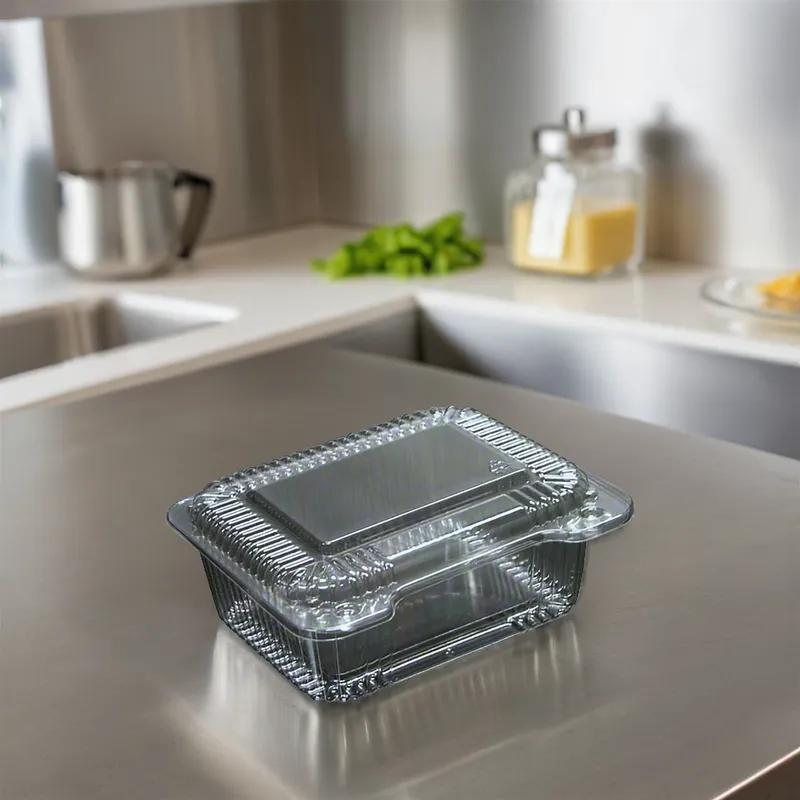 WNA Take-Out Container Hinged With Flat Lid 6.25X5X2.25 IN PET Clear Rectangle 300/Case