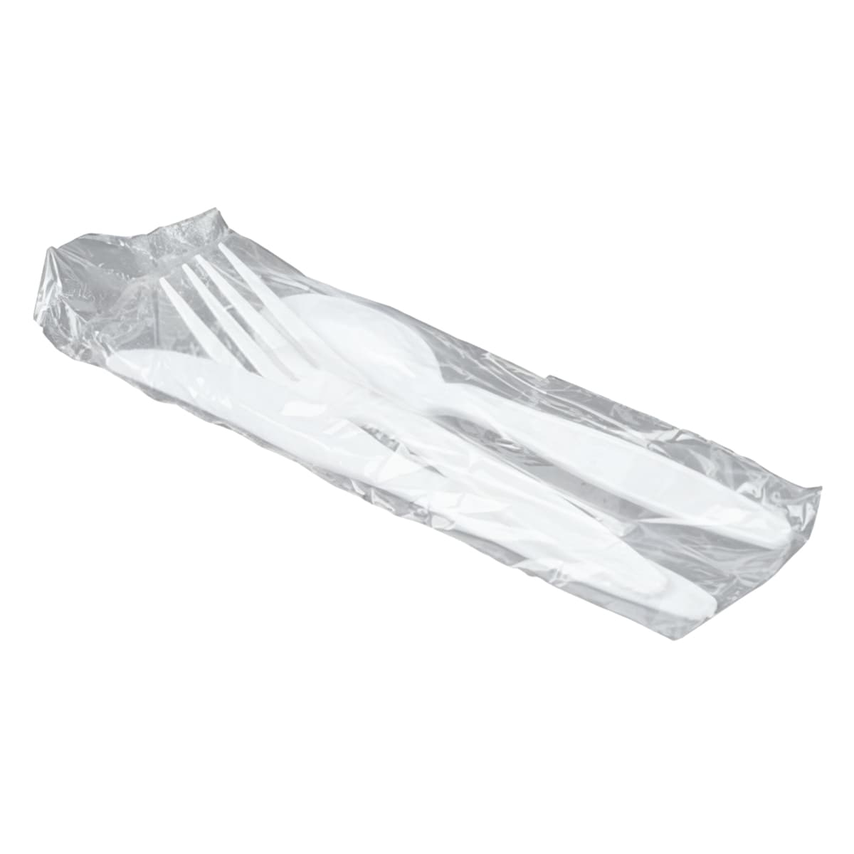 Victoria Bay 3PC Cutlery Kit Plastic White Heavy Duty Individually Wrapped With Fork,Knife,Spoon 500/Case