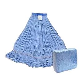 Mop Head Large (LG) 24 OZ Blue Synthetic Fiber Rayon Cotton 4PLY Loop End Wide Band 1/Each