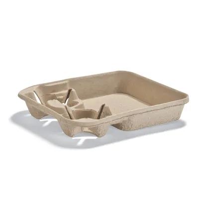 StrongHolder® Cup Carrier & Tray 9.75X8.375 IN 2 Compartment Molded Fiber Kraft For 8-22 OZ Without Handle 400/Case