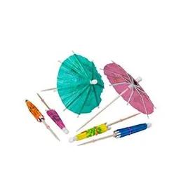Cocktail Parasol Pick 4 IN Wood Paper Assorted 144/Box
