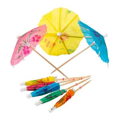 Cocktail Parasol Pick 4 IN Wood Paper Assorted 144/Box
