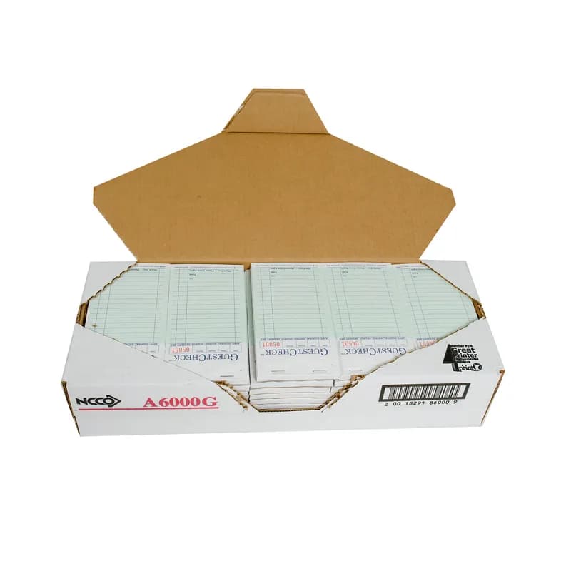 Guest Check 6.75X3.5 IN Green 2-Part 2500/Case