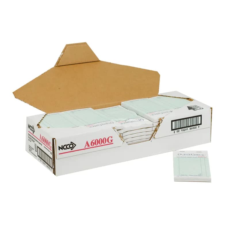 Guest Check 6.75X3.5 IN Green 2-Part 2500/Case