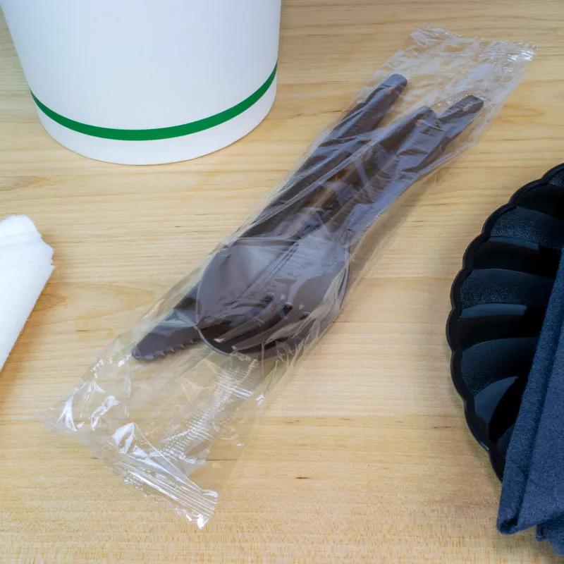 3PC Cutlery Kit Brown With Fork,Knife,Spoon 250/Case