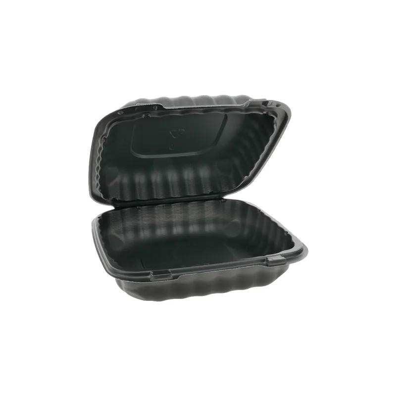 Take-Out Container Hinged With Dome Lid 8.3X8.4X3.1 IN MFPP Black Square 200/Case