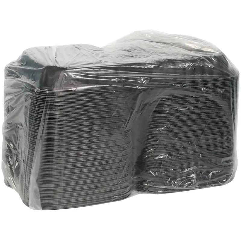 Take-Out Container Hinged With Dome Lid 8.3X8.4X3.1 IN MFPP Black Square 200/Case