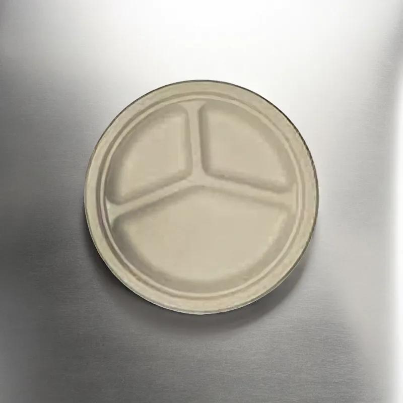 Plate 9 IN 3 Compartment Molded Fiber White Heavy Duty 500/Case