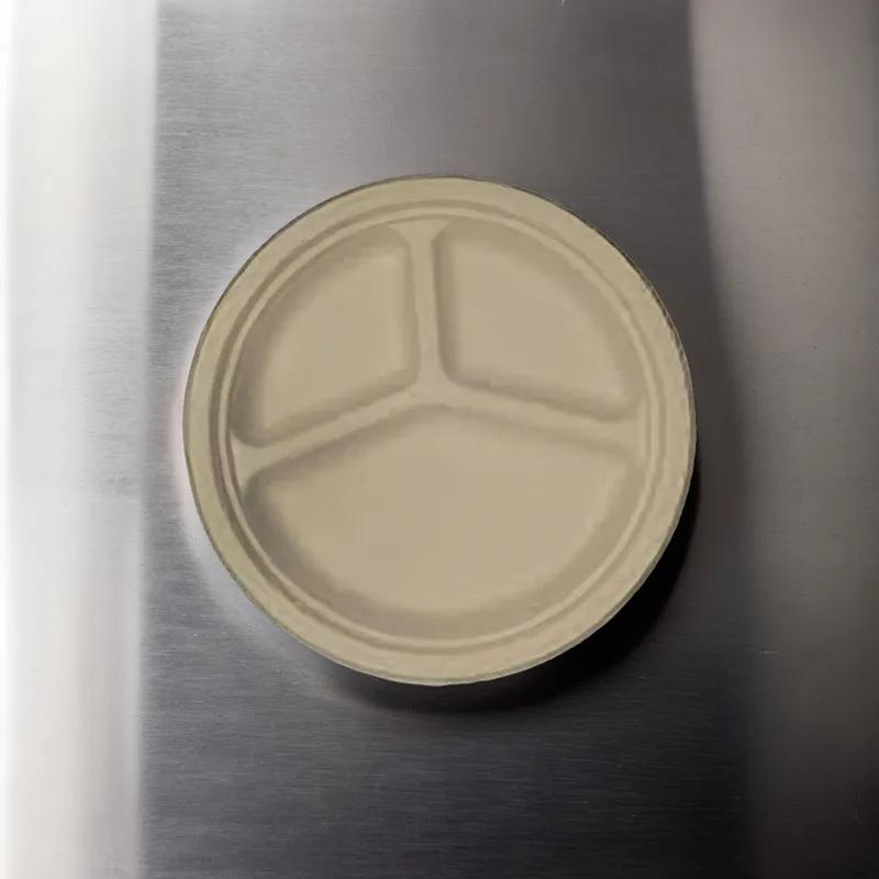 Plate 9 IN 3 Compartment Molded Fiber White Heavy Duty 500/Case