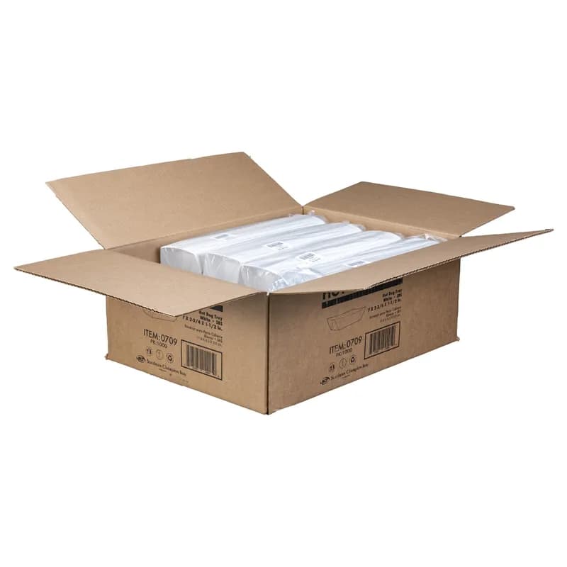 Hot Dog Food Tray 7X2.75X1.5 IN SBS Paperboard White Rectangle 1000/Case