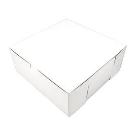 Cake Box 10X10X4 IN Clay-Coated Kraft Board White Kraft Square Lock Corner Tuck Top 1-Piece 100/Bundle