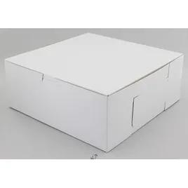 Bakery Box 10X10X4 IN Clay-Coated Kraft Board White Kraft Square Lock Corner Tuck Top 100/Bundle