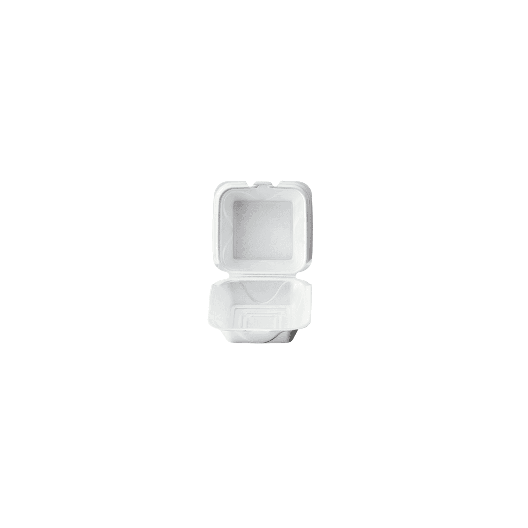 Take-Out Container Hinged With Dome Lid 5.25X5.25X2.75 IN Polystyrene Foam White Square 500/Case