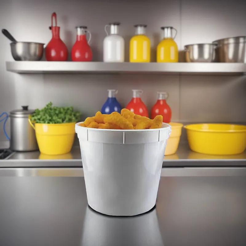 Classic Line Bucket & Tub Base 86 OZ HDPE White Round 200/Case