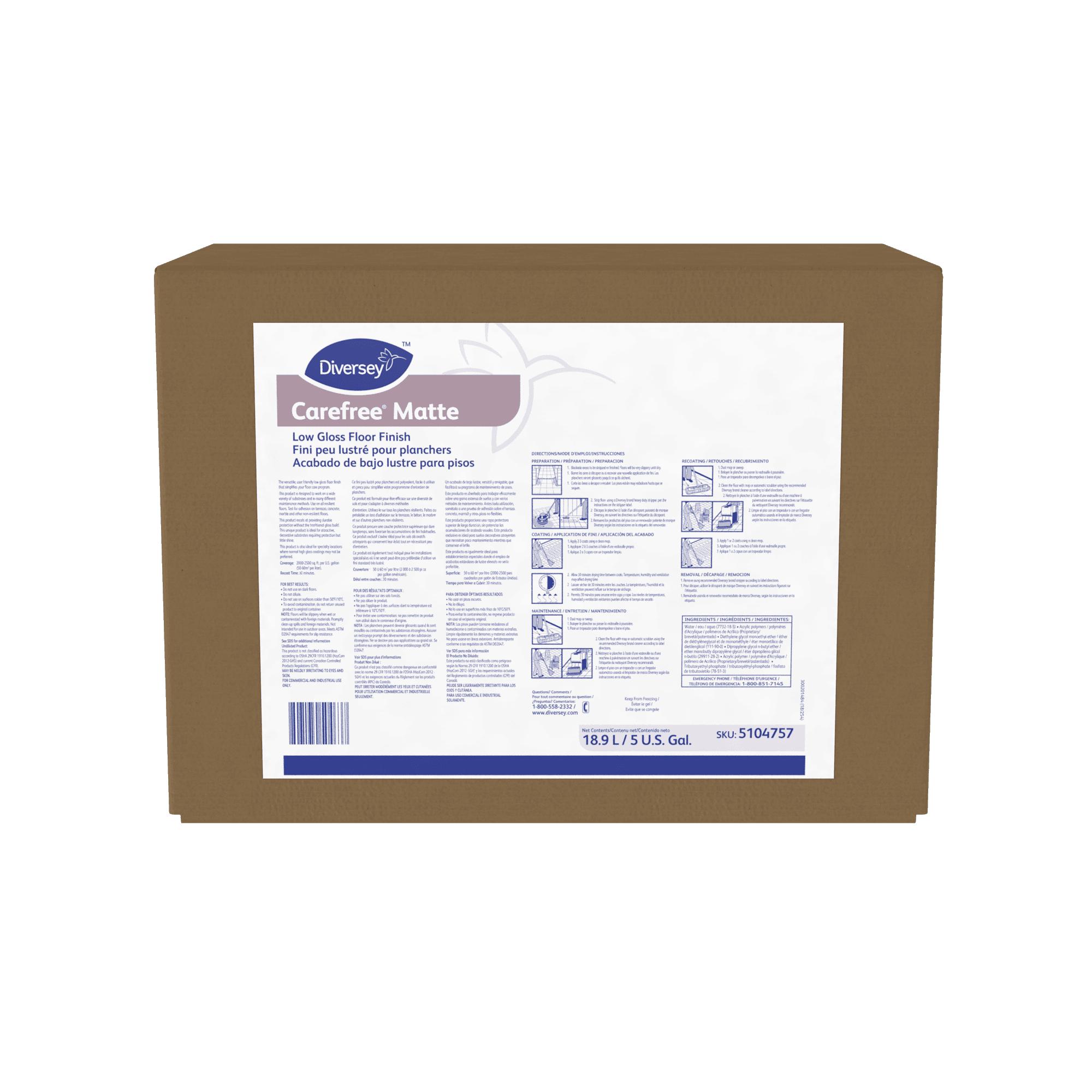 Carefree® Floor Sealer & Finish 5 GAL Matte Liquid RTU Bag-in-Box (BIB) 15% Solids 1/Case