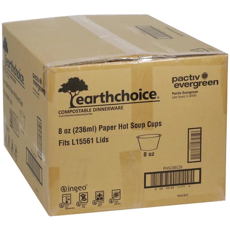 Soup Food Container Base Small (SM) 8 OZ Paperboard PLA Orange Round 500/Case