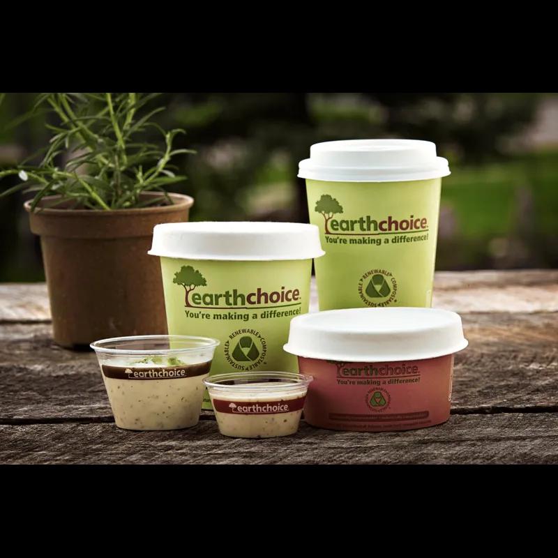 Soup Food Container Base Small (SM) 8 OZ Paperboard PLA Orange Round 500/Case