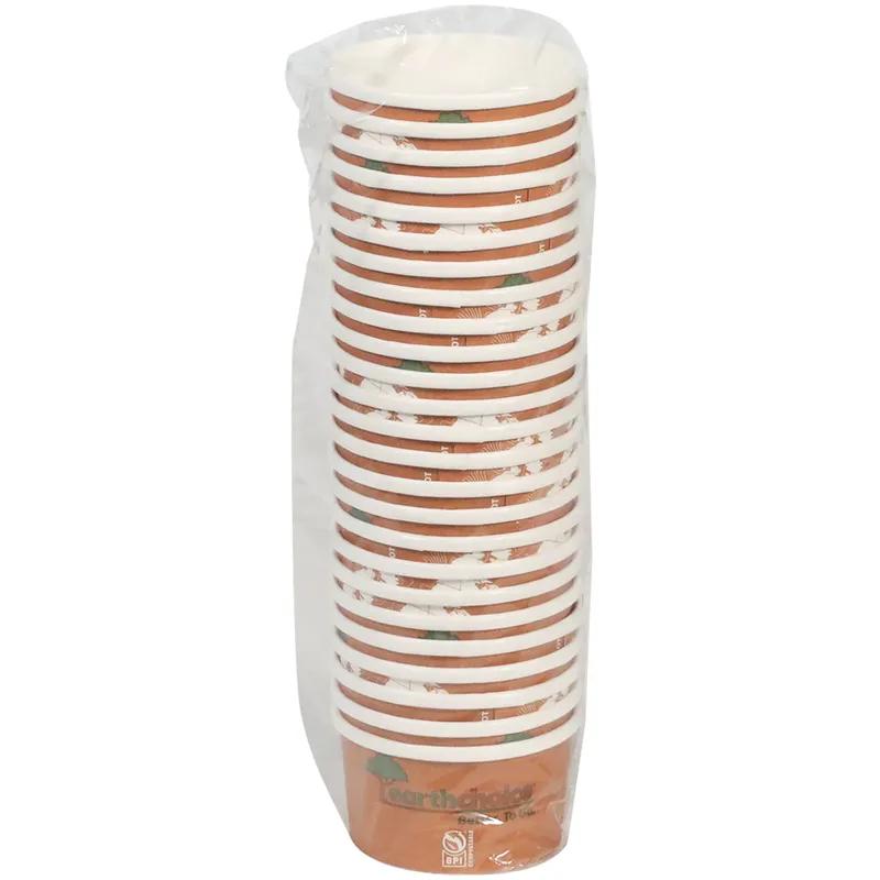 Soup Food Container Base Small (SM) 8 OZ Paperboard PLA Orange Round 500/Case