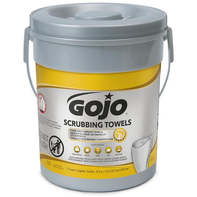 GOJO® Heavy Debris Scrub Cleaning Towel 6.13X6.13X6.76 IN Fresh Citrus Textured Bucket 72 Count/Pack