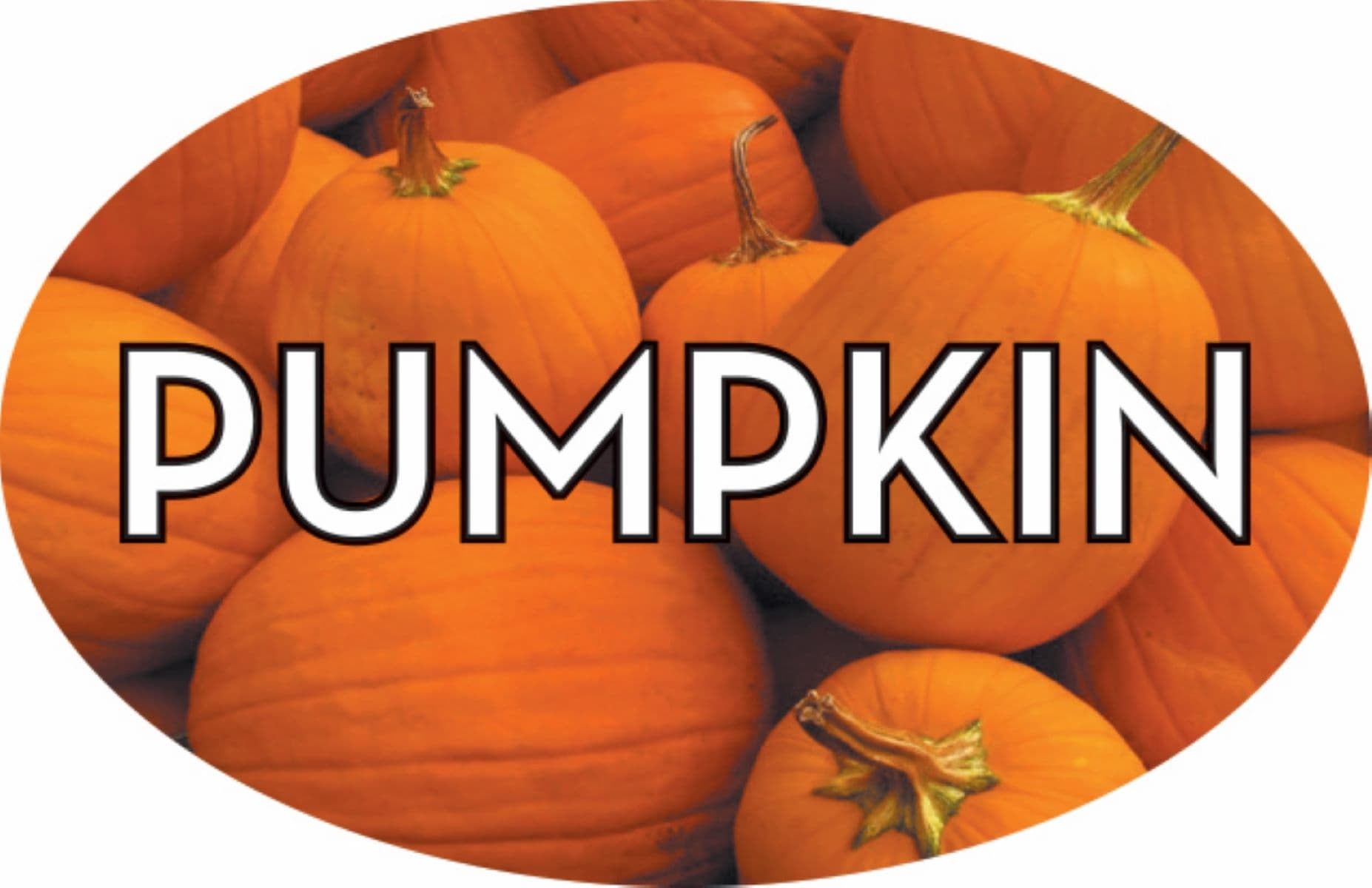 Pumpkin Bakery Flavor Label 1.25X2 IN Oval 4 Color Process 500 Count/Roll 5 Rolls/Sleeve