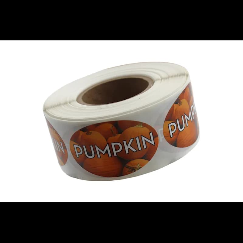Pumpkin Bakery Flavor Label 1.25X2 IN Oval 4 Color Process 500 Count/Roll 5 Rolls/Sleeve