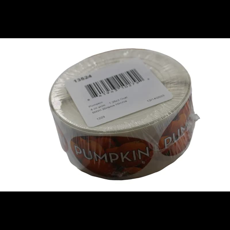 Pumpkin Bakery Flavor Label 1.25X2 IN Oval 4 Color Process 500 Count/Roll 5 Rolls/Sleeve