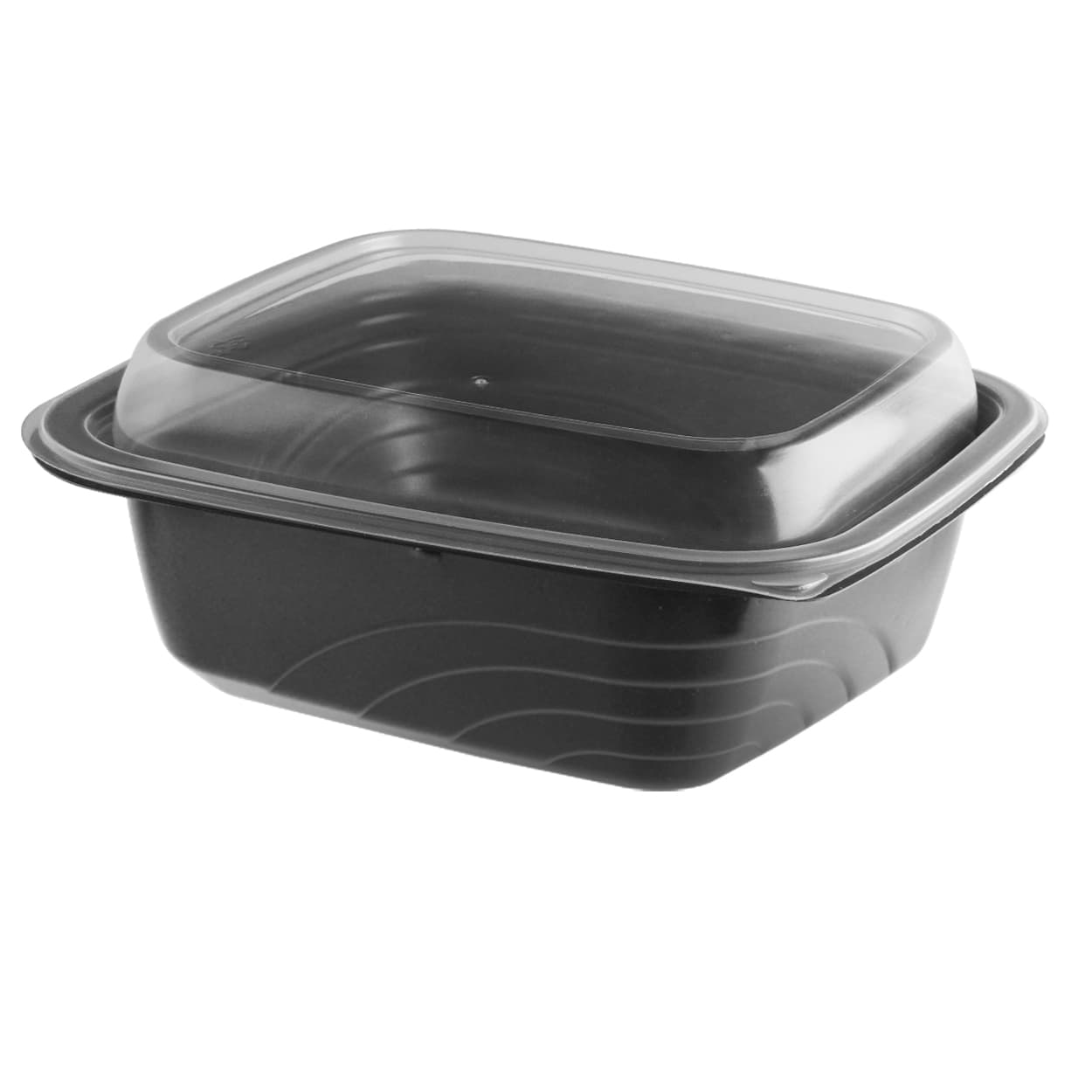 Take-Out Container Base & Lid Combo 20 OZ PP Black Clear Microwave Safe Vented Anti-Fog 201/Case