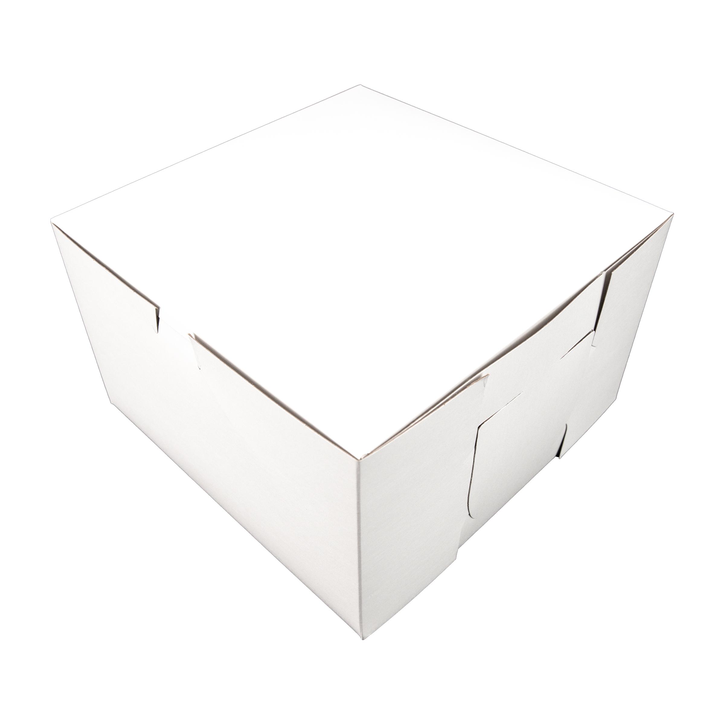 Bakery Box 10X10X6 IN Clay-Coated Kraft Board White Kraft Square Lock Corner Tuck Top 100/Bundle