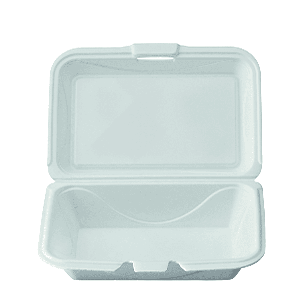 Take-Out Container Hinged 9.25X6.5X2.5 IN Polystyrene Foam Rectangle Shallow 200/Case