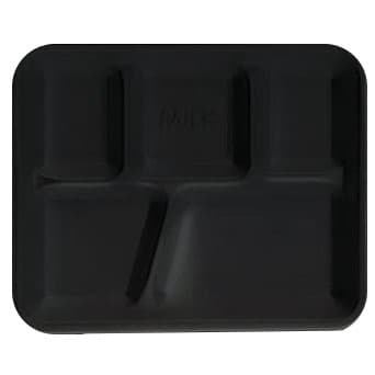 Cafeteria & School Lunch Tray 5 Compartment Polystyrene Foam Black 500/Case