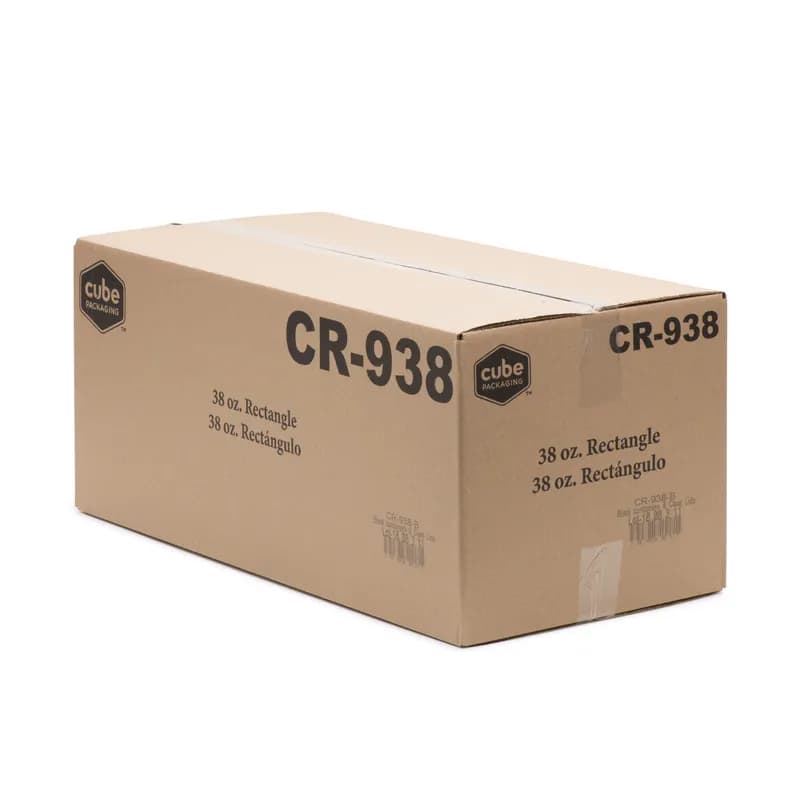 Take-Out Container Base & Lid Combo With Dome Lid 38 OZ Plastic Black Clear Rectangle 150/Case