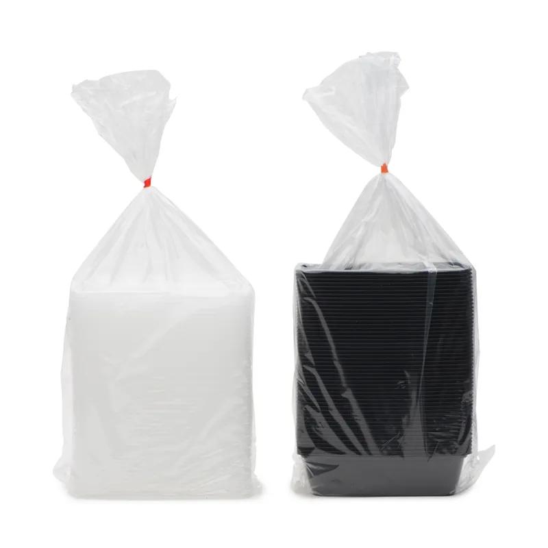Take-Out Container Base & Lid Combo With Dome Lid 38 OZ Plastic Black Clear Rectangle 150/Case