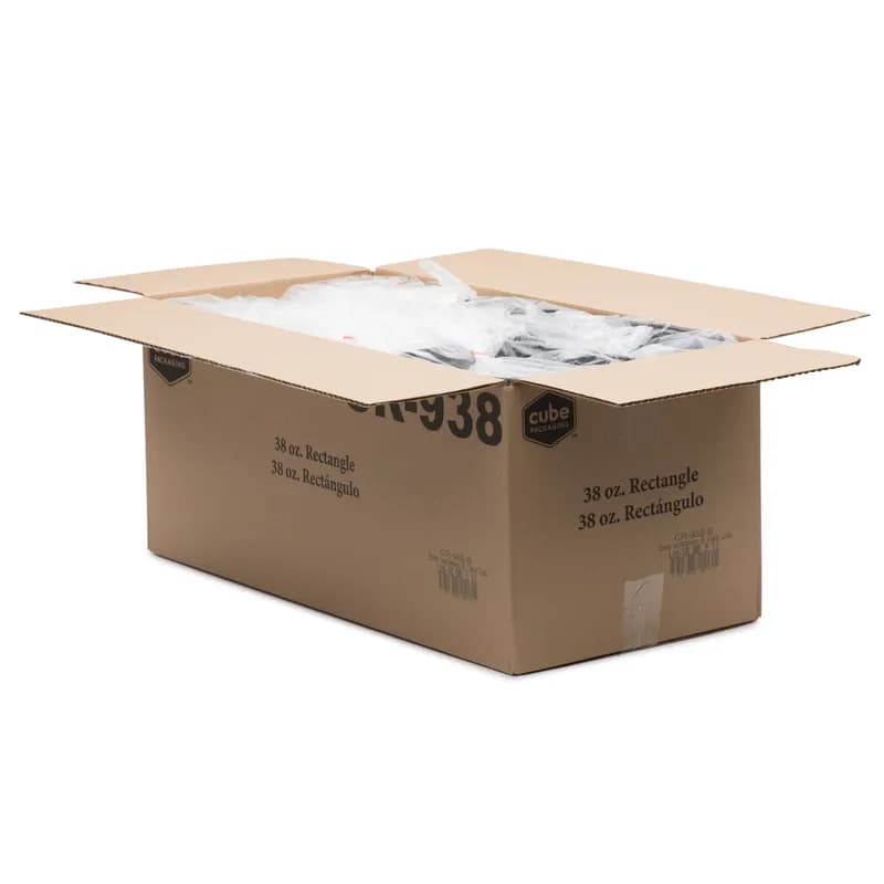 Take-Out Container Base & Lid Combo With Dome Lid 38 OZ Plastic Black Clear Rectangle 150/Case