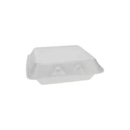 Take-Out Container Hinged Small (SM) 7.5X8X2.6 IN Polystyrene Foam White Square 150/Case