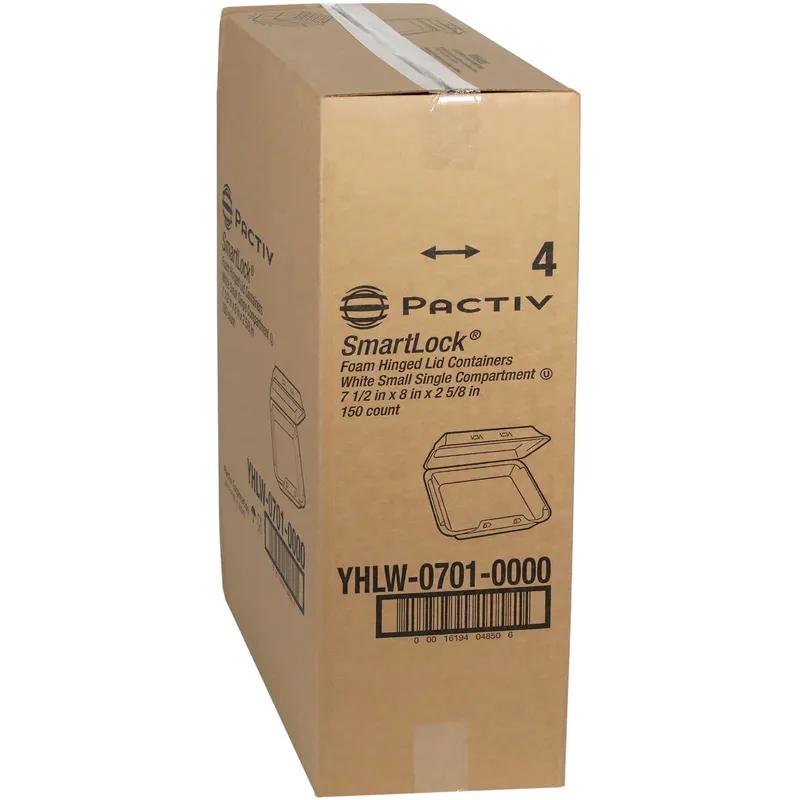 Take-Out Container Hinged Small (SM) 7.5X8X2.6 IN Polystyrene Foam White Square 150/Case