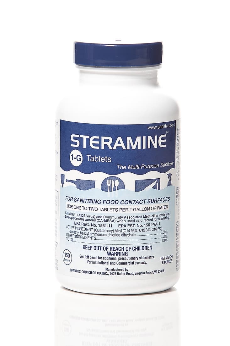 Luster® Professional Steramine Unscented Sanitizer Multi Surface Tablet Quat 150 Count/Pack 6 Packs/Case 900 Count/Case